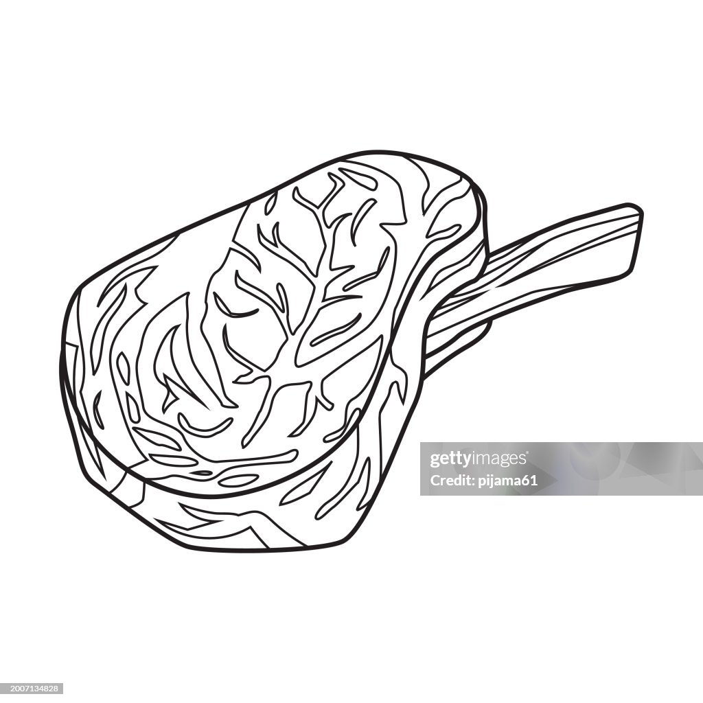 Beef steak vector illustration on white background. Appetizing meat product.