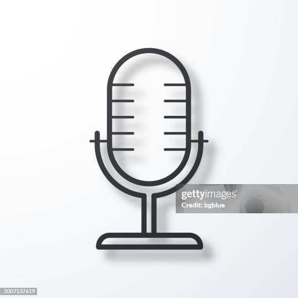 microphone. line icon with shadow on white background - karaoke microphone clip art stock illustrations