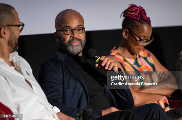 Writer / director Cord Jefferson and actors Jeffrey Wright and Erika Alexander attend the Film Independent Presents Directors Close-Up With...Cord...