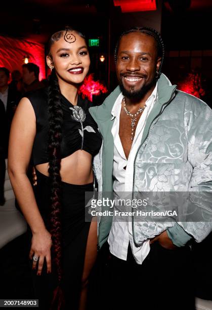 Celeste O'Connor and Shameik Moore attend World Premiere of Sony Pictures' "Madame Web" after party held at STK Steakhouse on February 12, 2024 in...