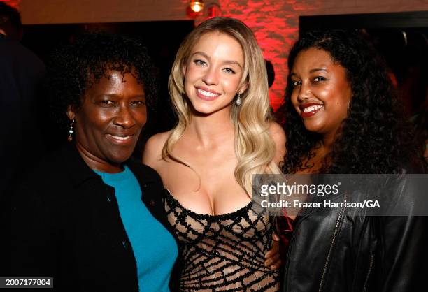 Vicky Thomas, Sydney Sweeney, Leigh Jonte, attend World Premiere of Sony Pictures' "Madame Web" after party held at STK Steakhouse on February 12,...