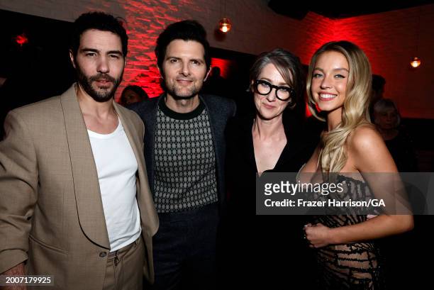 Tahar Rahim, Adam Scott, SJ Clarkson, Sydney Sweeney, attend the World Premiere of Sony Pictures' "Madame Web" after party held at STK Steakhouse on...