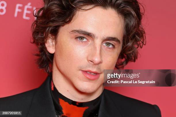 Timothée Chalamet attends the "Dune 2" Premiere at Le Grand Rex on February 12, 2024 in Paris, France.