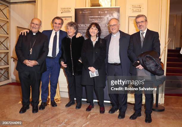 Arnaldo Mosca Mondadori, with guests attends a photocall for "L'Orchestra Del Mare" at Teatro Alla Scala on February 12, 2024 in Milan, Italy.