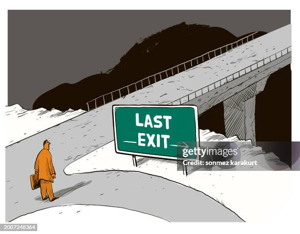last exit before the bridge - private equity stock illustrations