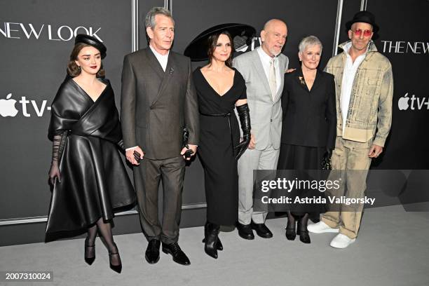 Maisie Williams, Ben Mendelsohn, Juliette Binoche, John Malkovich, Glenn Close, and Todd A. Kessler attend the premiere of Apple TV+'s "The New Look"...