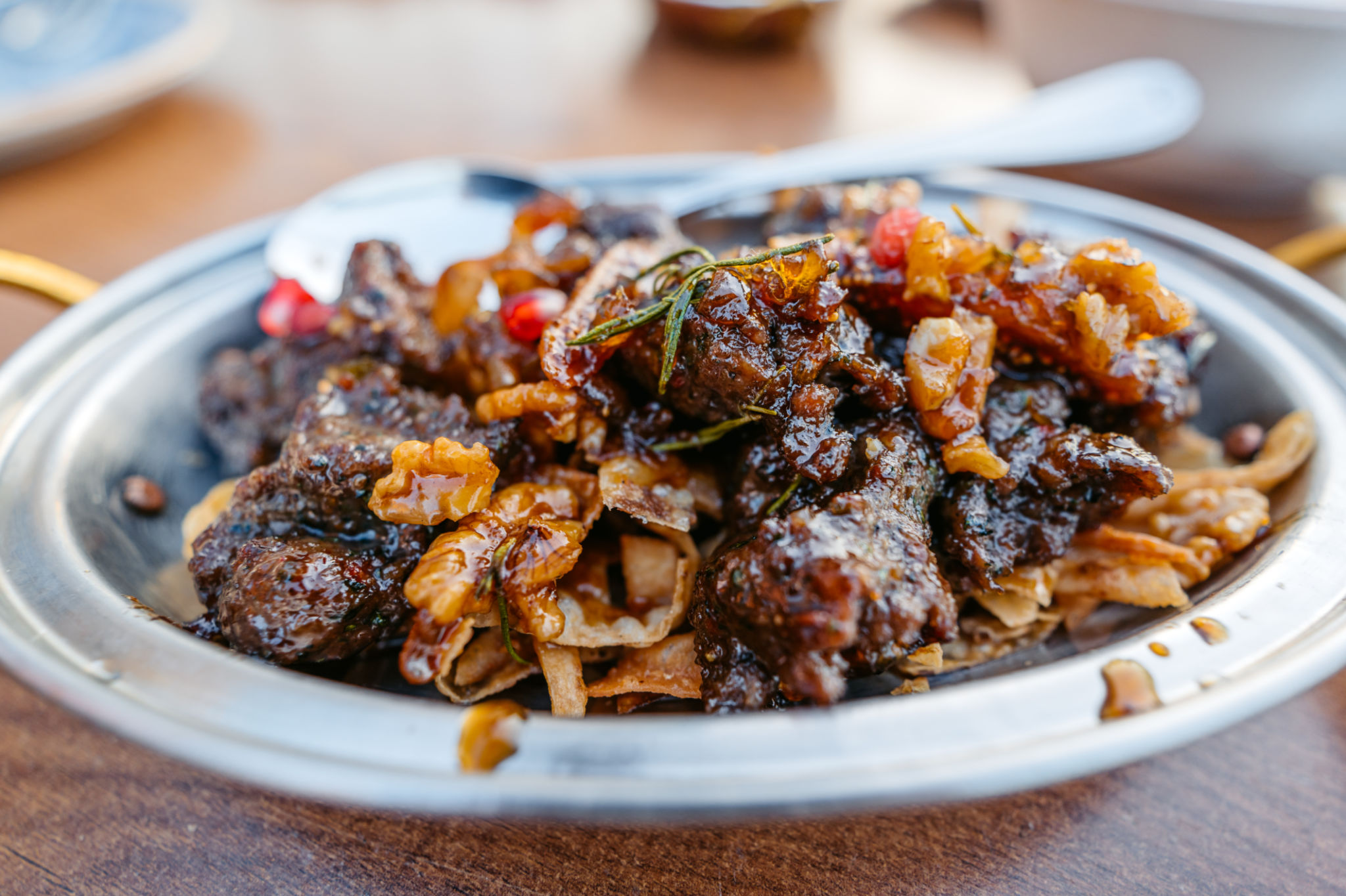Lamb Meat Dish With Nuts, Pomegranate And Dried Figs In Kuwait City Lamb Meat Dish With Nuts, Pomegranate And Dried Figs In Kuwait City
