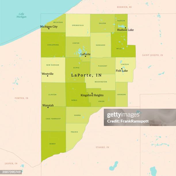 in laporte county vector map green - michigan city indiana stock illustrations
