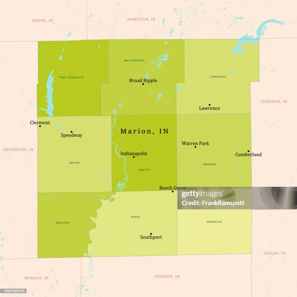 IN Marion County Vector Map Green