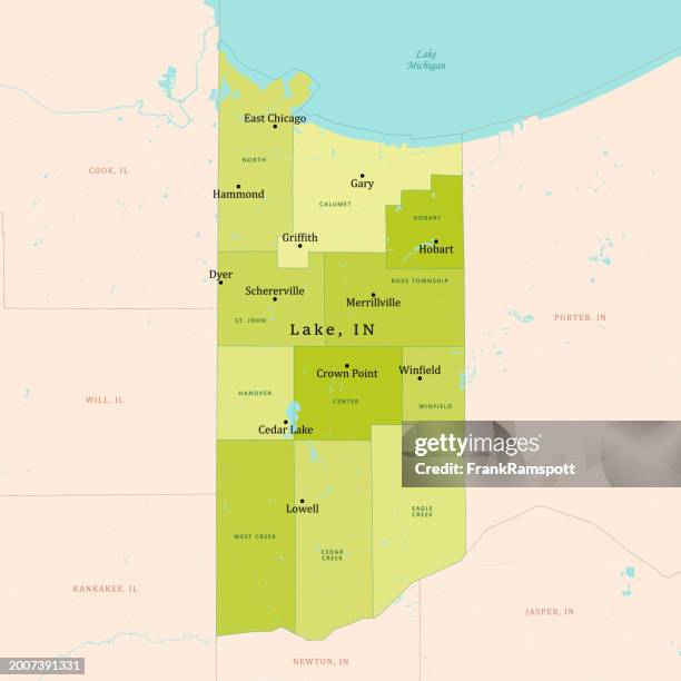 in lake county vector map green - lake lowell stock illustrations