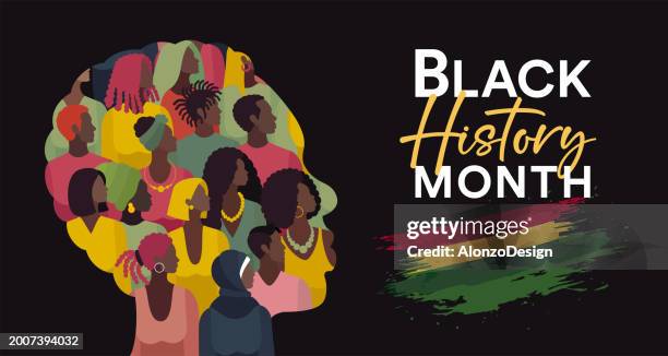 journey through heritage. black history month illustration featuring cultural discovery and profiling african heritage. - curly hair vector stock illustrations