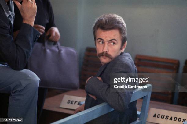 French journalist Régis Debray in the courtroom in Camiri, Bolivia, where he is being tried on the charge of aiding insurrection, October 24th/25th...