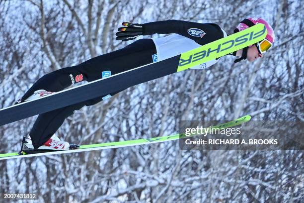 Felix Hoffmann of Germany takes part in a training run before the start of the qualifying round on the first day of the men's FIS Ski Jumping World...