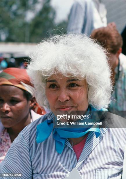 Egyptian writer Nawal El Saadawi attends international women's rights conference in Nairobi, Kenya, 19 July 1985.