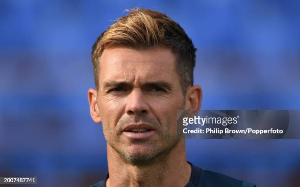 James Anderson looks on during the England Net Session at Saurashtra Cricket Association Stadium on February 13, 2024 in Rajkot, India.