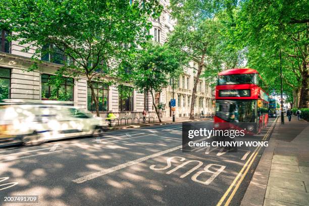 classic architectural in london street - bus lane london stock pictures, royalty-free photos & images