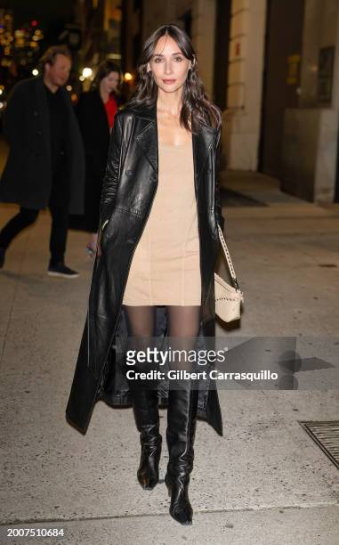 Actress Rebecca Dayan is seen arriving to Frame Spring 2024 Campaign Celebration Dinner with Gisele Bündchen during New York Fashion Week at...