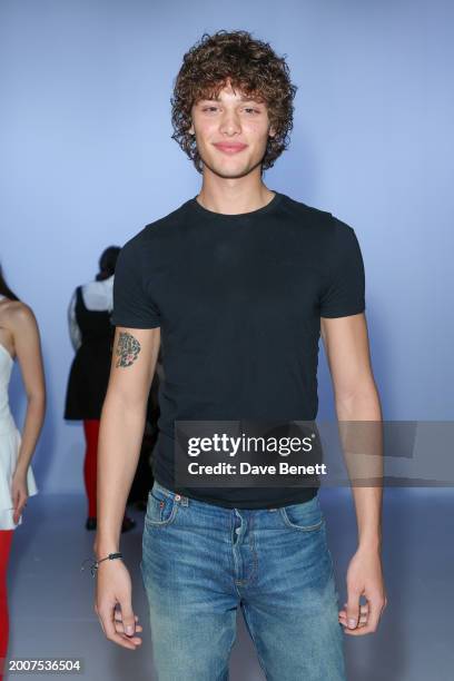 Bobby Brazier attends the Sinead O'Dwyer AW24 show during London Fashion Week February 2024 at The BFC NEWGEN Show Space on February 16, 2024 in...