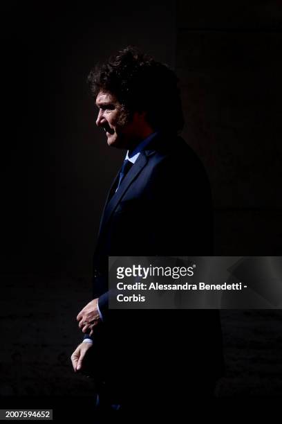 Argentina's President Javier Milei exits the Vatican Apostolic Palace following a meeting with Pope Francis, on February 12, 2024 in Vatican City,...