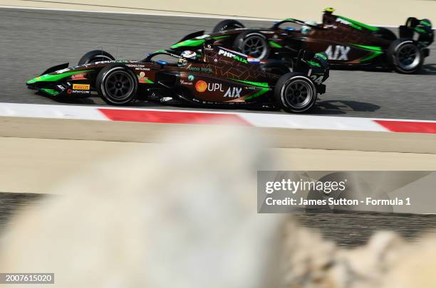 Joshua Durksen of Paraguay and PHM AIX Racing and Taylor Barnard of Great Britain and PHM AIX Racing drive on track during day three of Formula 2...