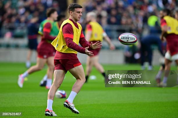 England's fly-half George Ford attends an England team training session at Twickenham Stadium on February 16, 2024 ahead of their Six Nations rugby...