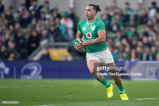 February 11: James Lowe of Ireland in action during the Ireland V Italy, Six Nations rugby union match at Aviva Stadium on February 11 in Dublin,...