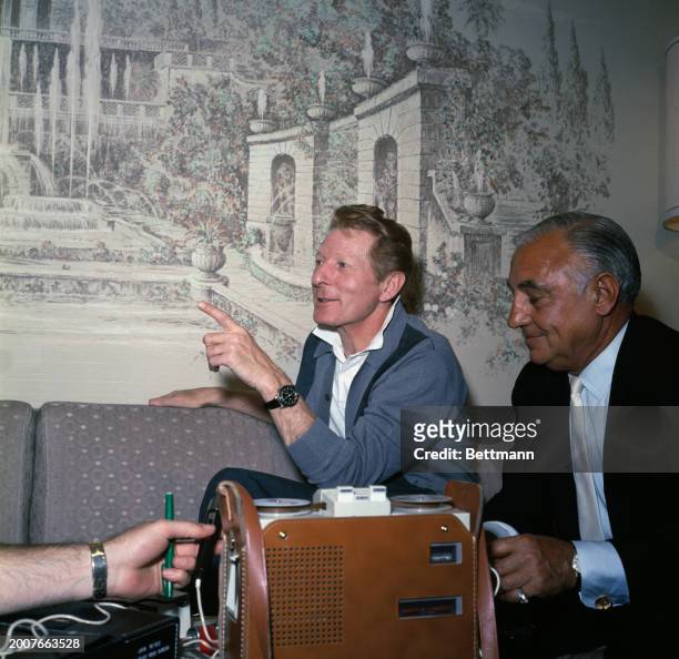 American entertainer Danny Kaye attending a press conference in Las Vegas, Nevada, June 14th 1967. He announced plans to fly to Israel to build...