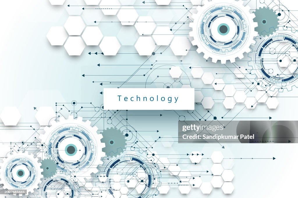 Abstract Gear Symbols Pattern Hitech Technology Background High-Res ...