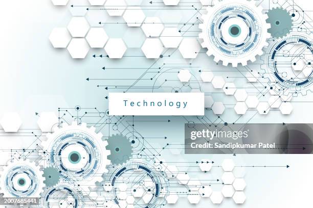 abstract gear symbols pattern hi-tech technology background - science technology engineering math stock illustrations