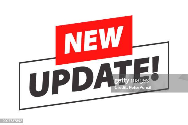 ilustraciones, imágenes clip art, dibujos animados e iconos de stock de nueva actualización - plantilla de banner. aislado sobre el fondo blanco. ilustración vectorial - novedad