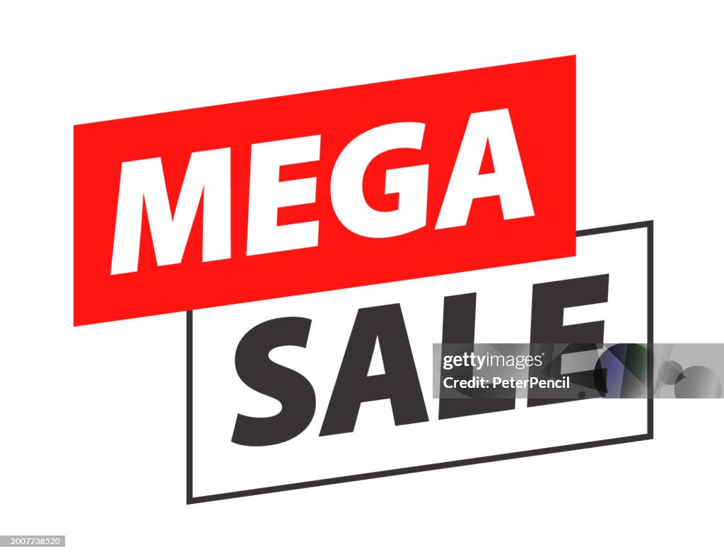 メガセール - バナーテンプレート。白い背景に分離されています。ベクトル図