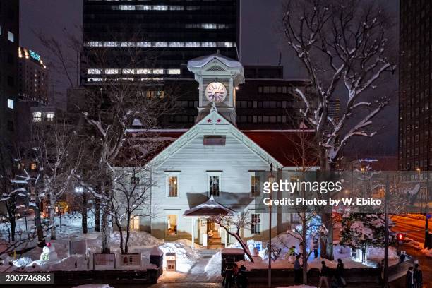 sapporo clock tower - sapporo clock tower stock pictures, royalty-free photos & images