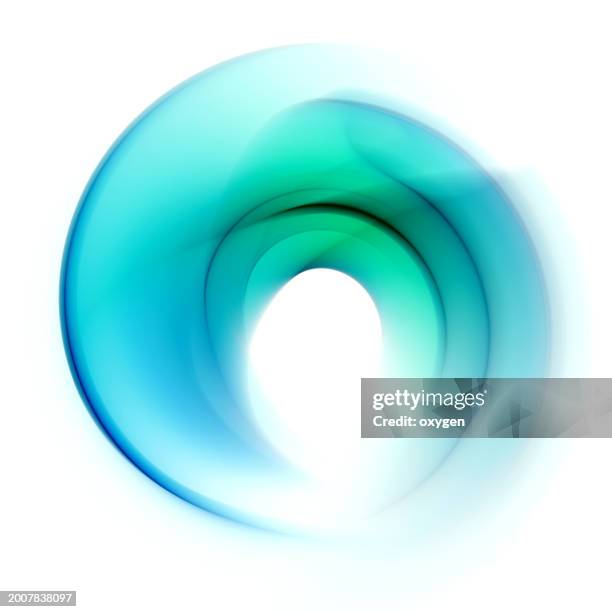 swirl spiral abstract blue green motion speed blured shape with hole on white background - morphing bildbanksfoton och bilder