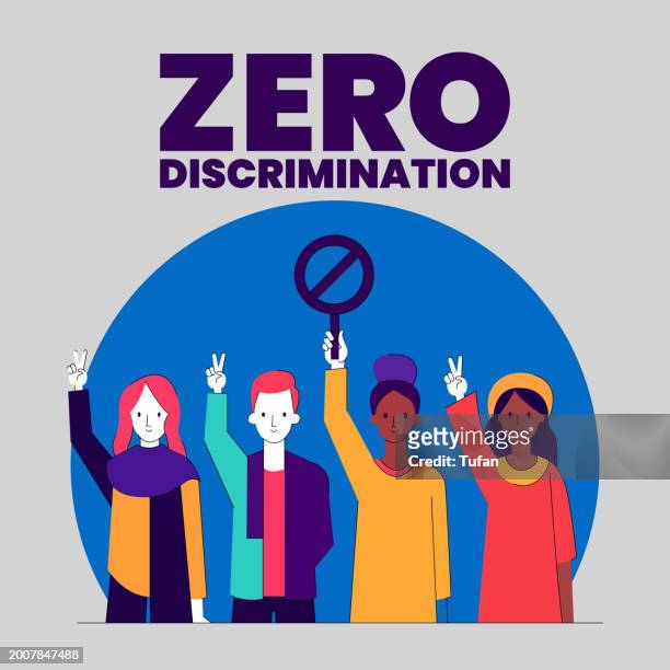 ilustrações de stock, clip art, desenhos animados e ícones de zero discrimination day - 1 march social media post design - 0 1 mês
