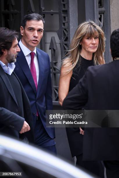 Prime Minister Pedro Sanchez and Begoña Gomez attend the Devota & Lomba fashion show during Madrid Es Moda 2024 at the Ateneo library on February 13,...