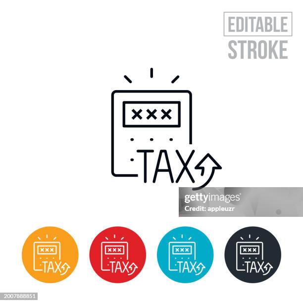 calculating high taxes thin line icon - editable stroke - excess icon stock illustrations