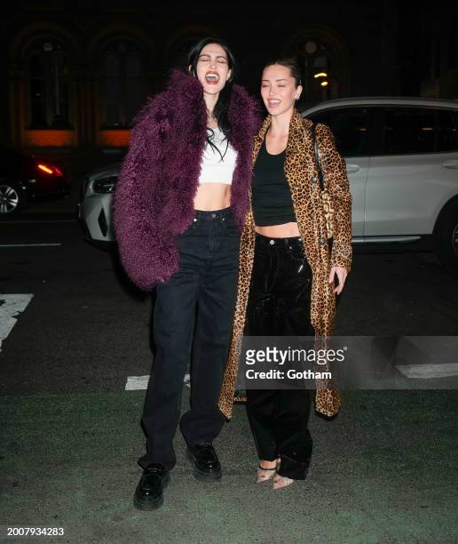 Amelia Hamlin and Delilah Hamlin are seen at FRAME dinner on February 12, 2024 in New York City.