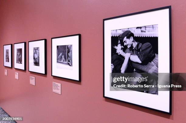 General view of the pictures by german photojournalist Gerda Taro and hungarian photojournalist Robert Capa part of the exhibition "Robert Capa E...