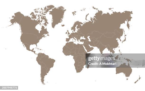 stockillustraties, clipart, cartoons en iconen met world map with details of countries. - cartografie
