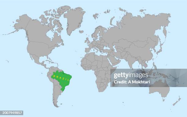 map of brazil in the world. - country map stock illustrations