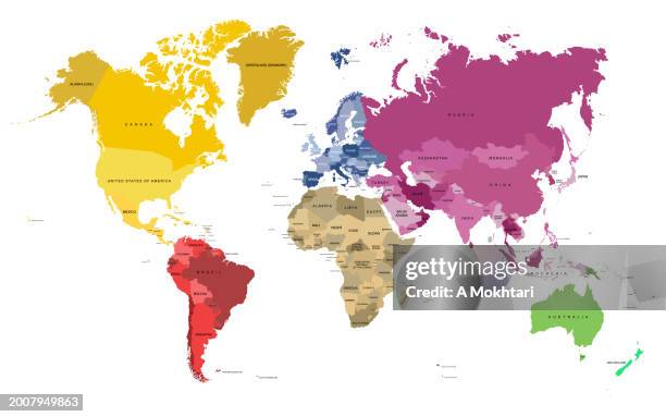 ilustrações de stock, clip art, desenhos animados e ícones de world map with details of countries. - political map of south africa