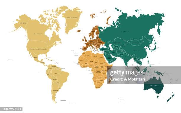 simple and modern world map. - world map with countries stock illustrations