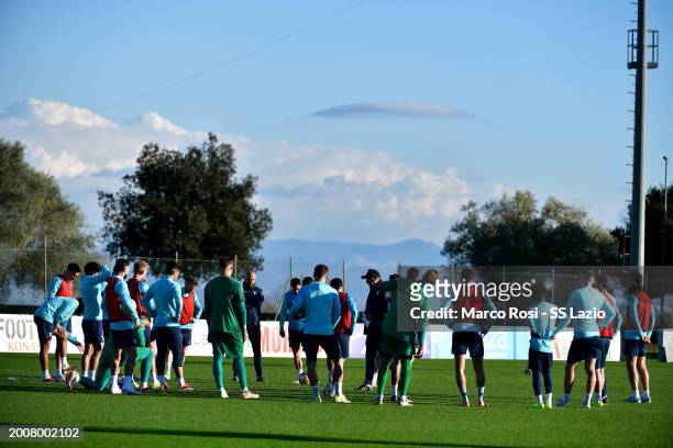 General view during the SS Lazio training session ahead of their UEFA Champions League match against SS Lazio and Bayern Munchen at Formello sport...