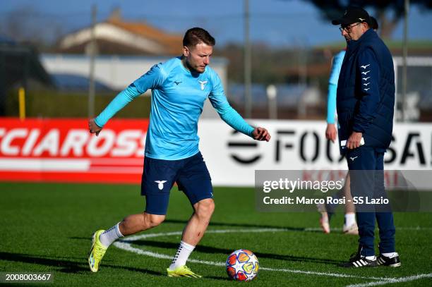 Ciro Immobile of SS Lazio during the SS Lazio training session ahead of their UEFA Champions League match against SS Lazio and Bayern Munchen at...