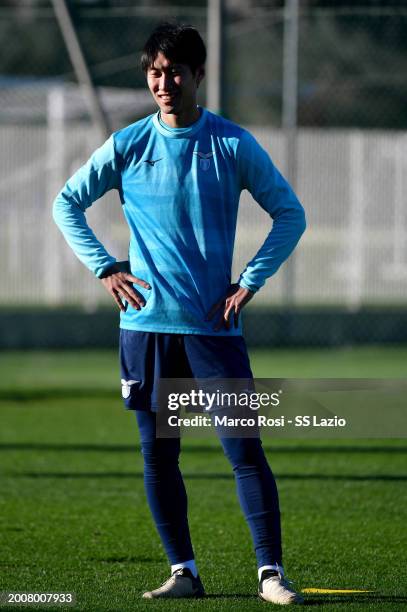 Daichi Kamada of SS Lazio during the SS Lazio training session ahead of their UEFA Champions League match against SS Lazio and Bayern Munchen at...