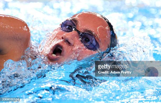 Simona Quadarella of Team Italy competes in the Women's 1500m Freestyle Final on day twelve of the Doha 2024 World Aquatics Championships at Aspire...