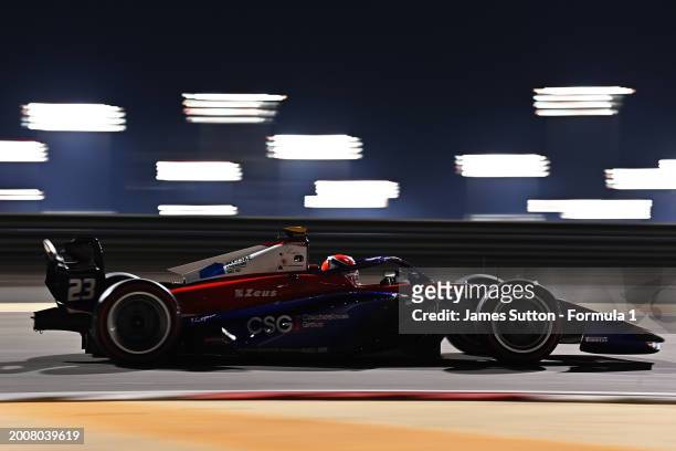 Roman Stanek of Czech Republic and Trident drives on tr during day three of Formula 2 Testing at Bahrain International Circuit on February 13, 2024...