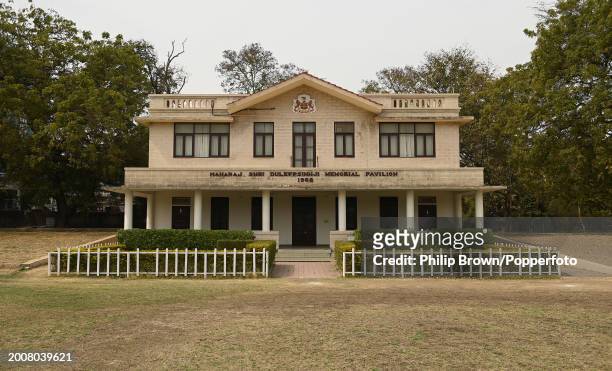 The Duleep Cricket Pavilion at Rajkumar College pictured after the England Net Session at Saurashtra Cricket Association Stadium on February 13, 2024...