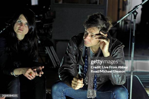 Alison Mosshart, Jamie Hince of The Kills on TV show Live From Abbey Road, Abbey Road Studios, London, 12th June 2008.