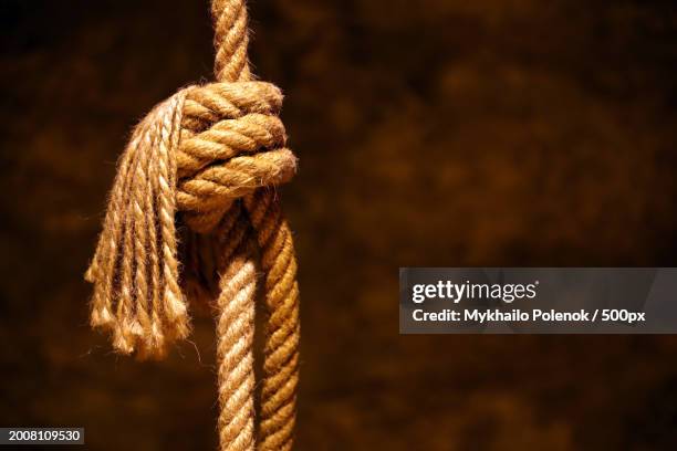 close-up of rope tied on wood - execution stock pictures, royalty-free photos & images